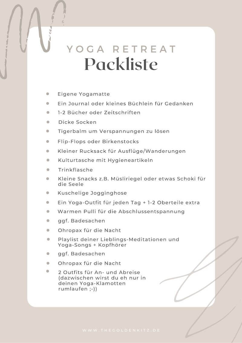 Yoga Reise Packliste